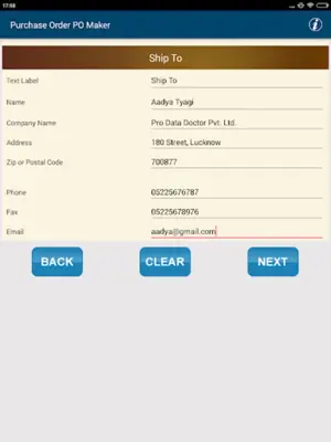 Purchase Order PO Maker android App screenshot 0