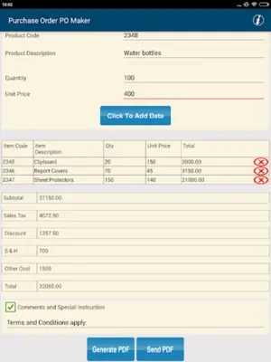 Purchase Order PO Maker android App screenshot 3